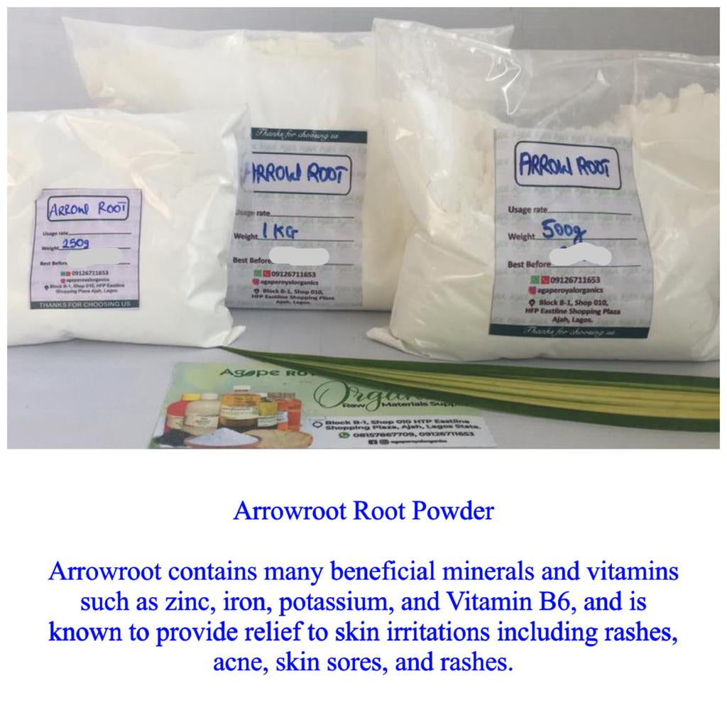 Arrowroot Powder lightweight white cosmetic starch powder for body powders dry shampoo deodorants makeup bases creams lotions and body care formulations