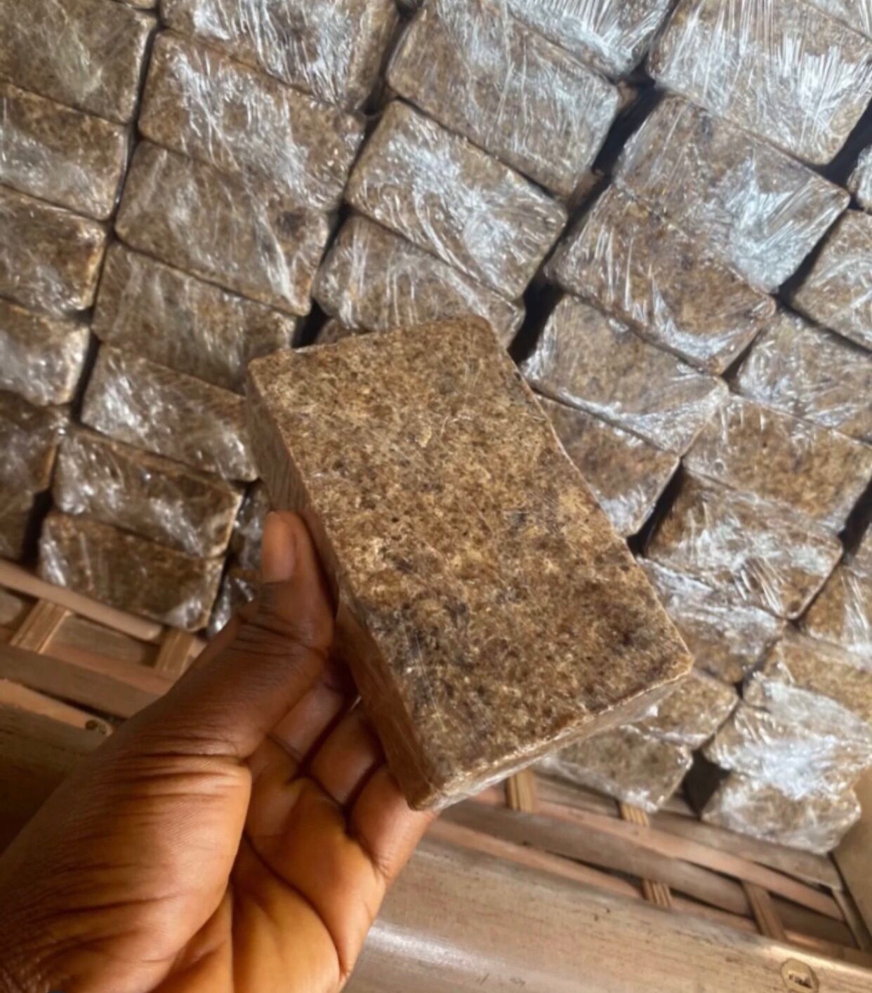 African Black Bar Soap traditional rinse-off soap made with palm ash and plantain peel